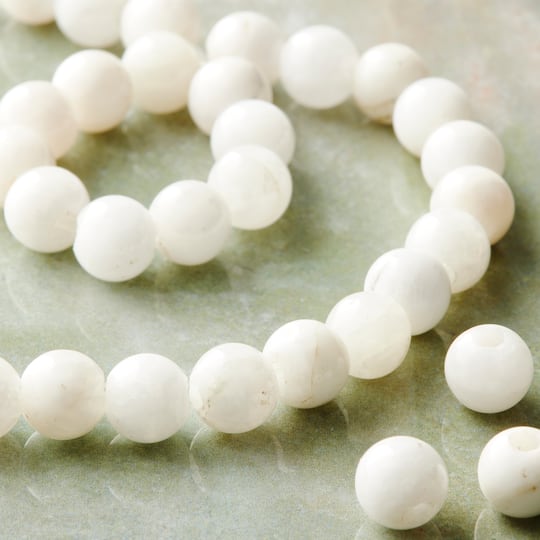 White Moonstone Round Beads, 8mm by Bead Landing™